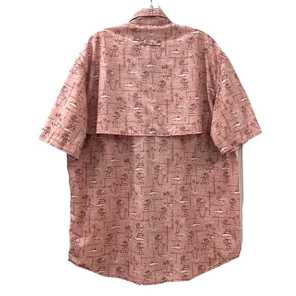 L.L. Bean Men's Fishing Shirt L Coral Vented Short‎ Sleeve Mesh Lining Outdoor - Picture 3 of 8